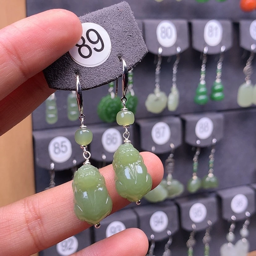 【闪购商品】和田玉耳饰银S925镶嵌用****子