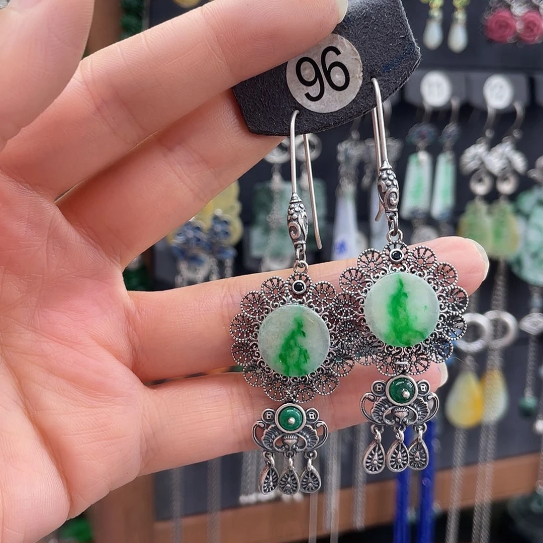 翡翠银S925镶嵌耳饰君**香153gbhghh