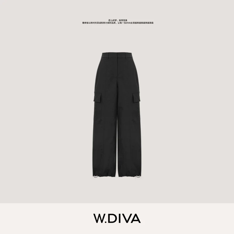 W.Diva【驼绒过冬裤】Solotex纱线加绒保暖大口袋工装长裤54K183403
