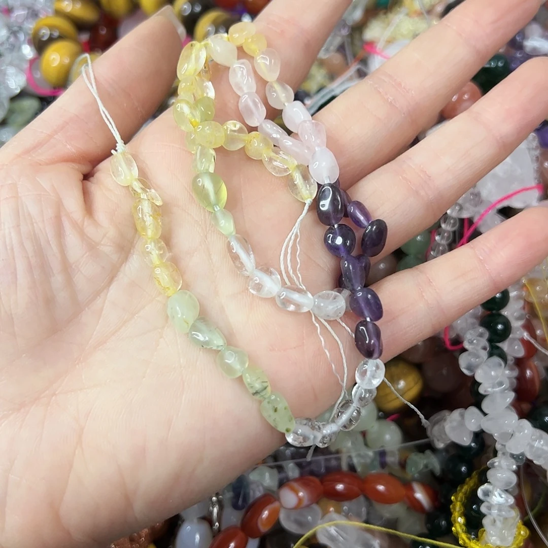 玛瑙/玉髓未镶嵌珠宝半成品，卡6x8多宝水晶糖豆一条