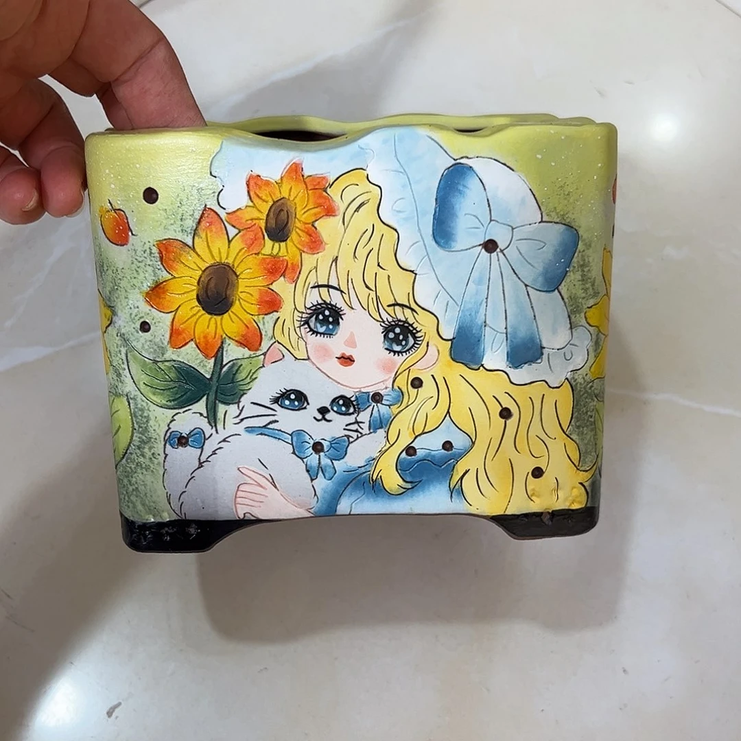 景德镇陶瓷花盆口12宽9.5高12