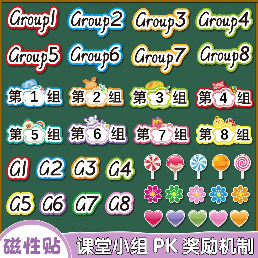 课堂小组分组磁性吸力黑板贴牌评竞比赛PK加分英语奖励机制教道具
