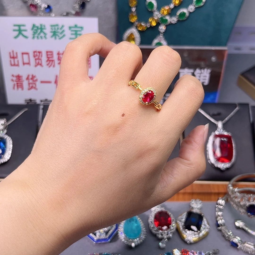 红宝石戒指银S925镶嵌w 79