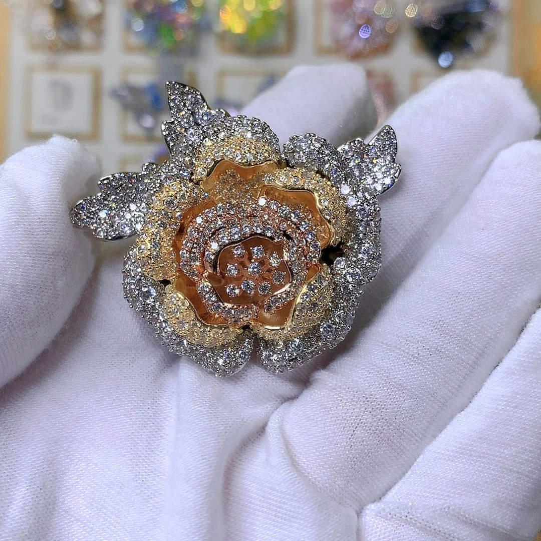 合成立方氧化锆铜胸针胸花