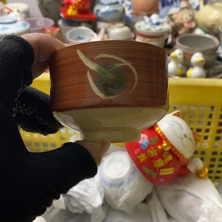 紫砂茶杯蓝**韵日本回流精品瓷器