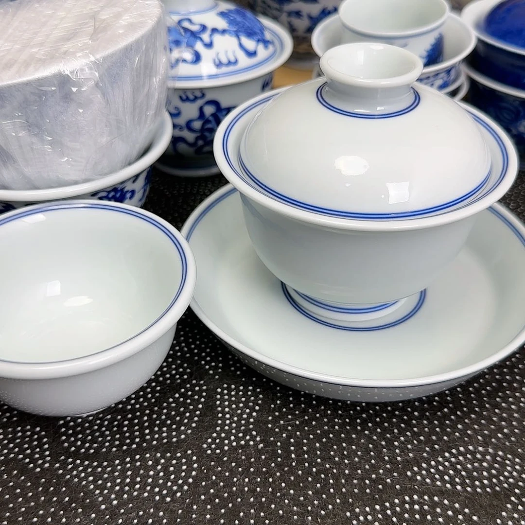 浩三件打压手全手绘景德镇陶瓷艺术