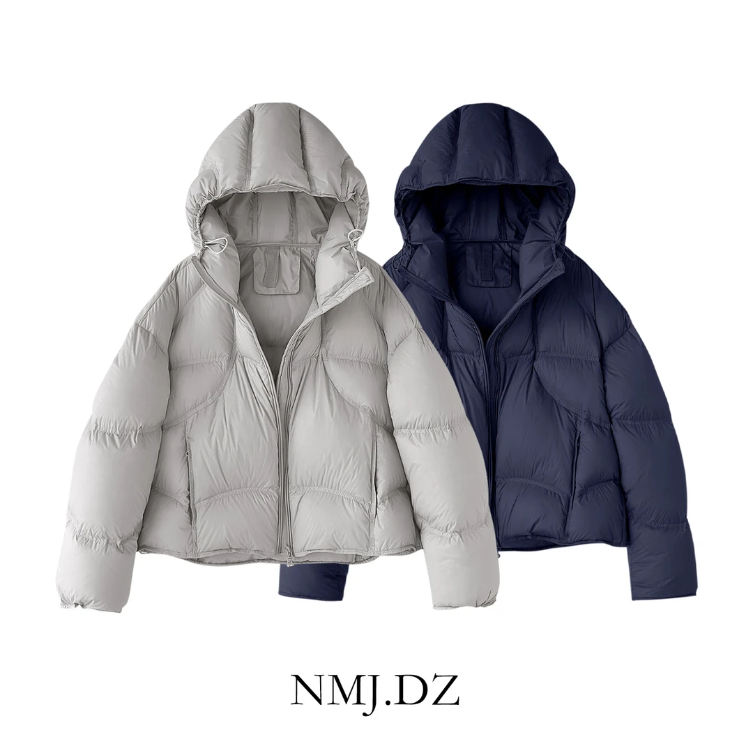 锁温新风尚95白鸭绒短款连帽短款羽绒服三重抽绳温暖可溯源女外套