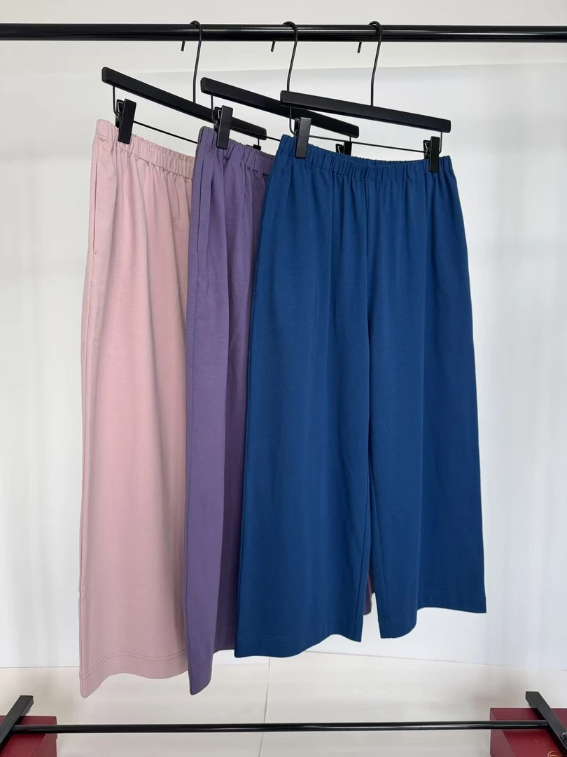 断码福利No退换 纯棉纯色松紧腰直筒裤休闲裤阔腿裤女