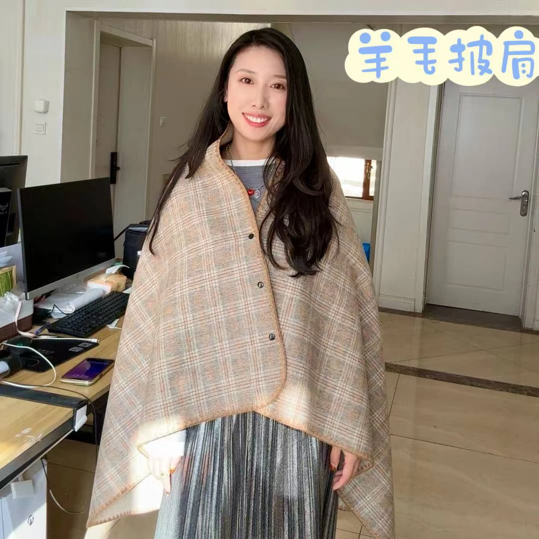 735 高奢代工 双层澳洲羊毛披肩145*85左右 80澳毛15羊绒5桑蚕丝