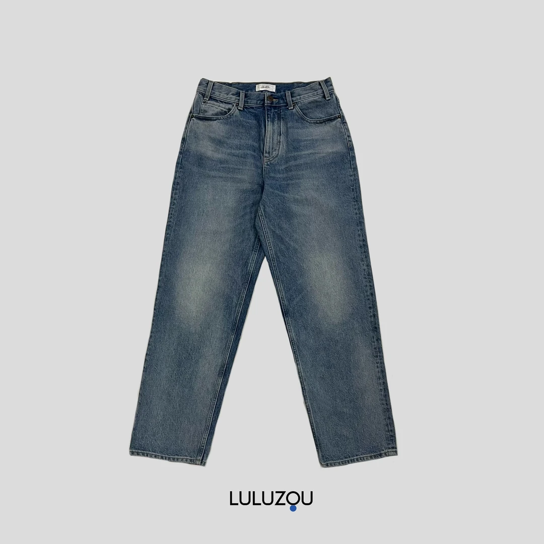 luluzou意大利工厂经典做旧中腰水洗牛仔裤高货款8825