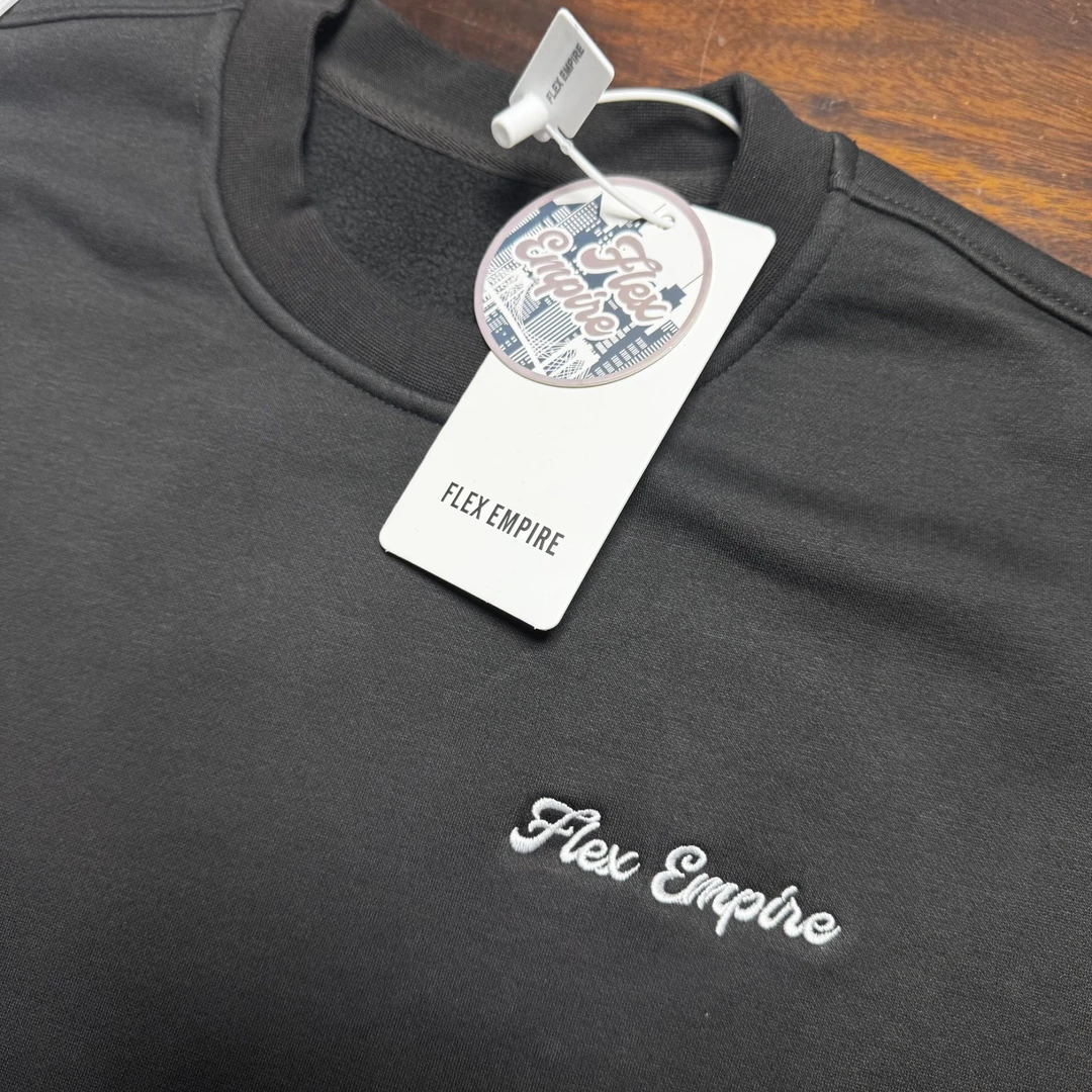 FLEX EMPIRE 圆领简约刺绣logo加绒加厚休闲保暖卫衣 男女同款