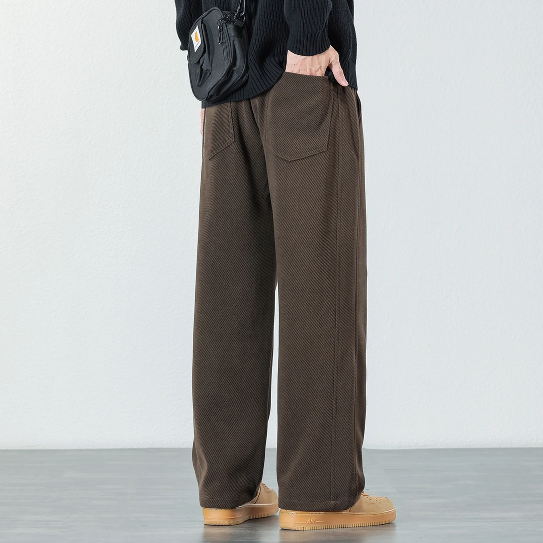 宽松重磅灯芯绒休闲裤男士2025秋冬季厚款宽松弹力松紧腰运动卫裤