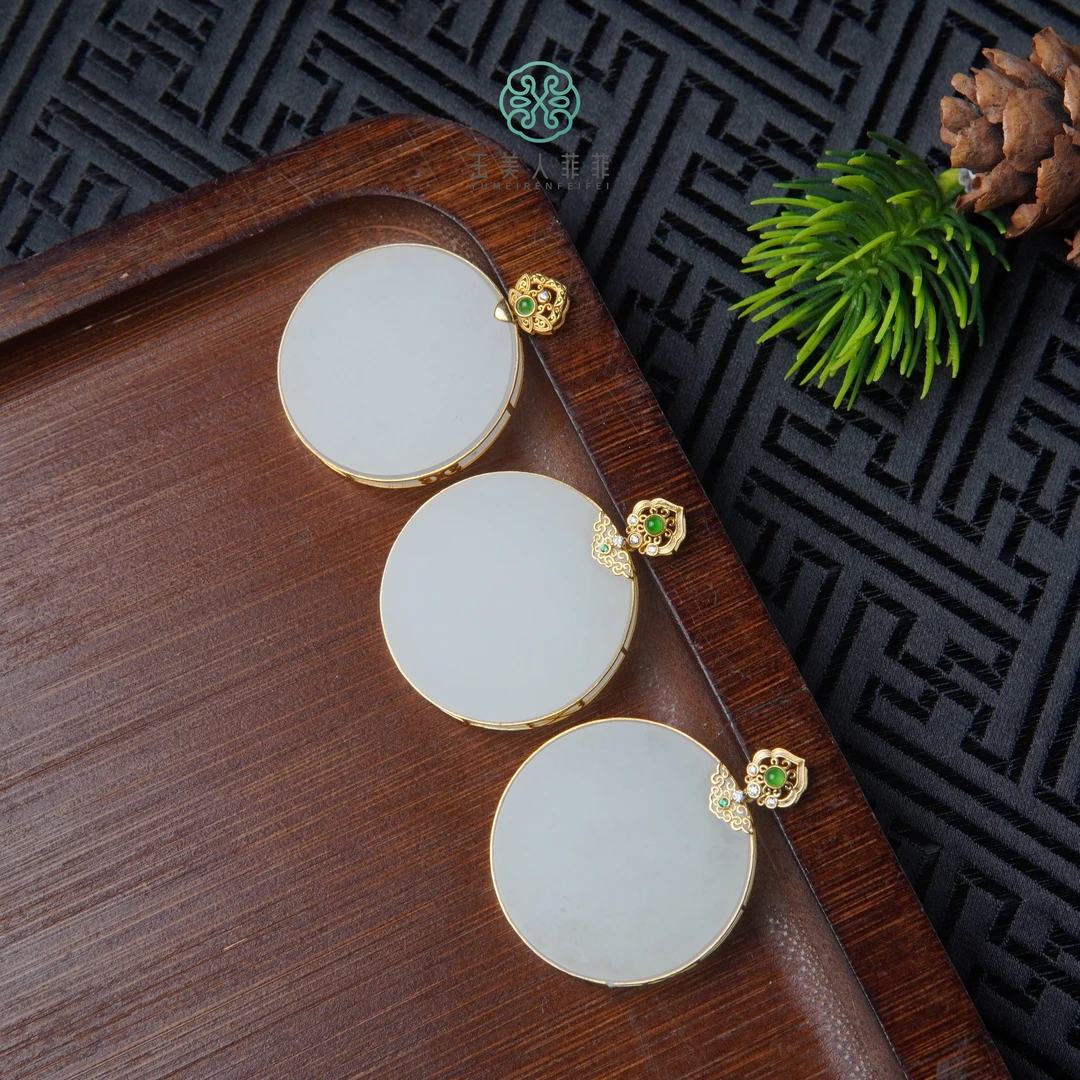 菲菲珠宝好~和田玉圆牌吊坠约30mm-多样性发一