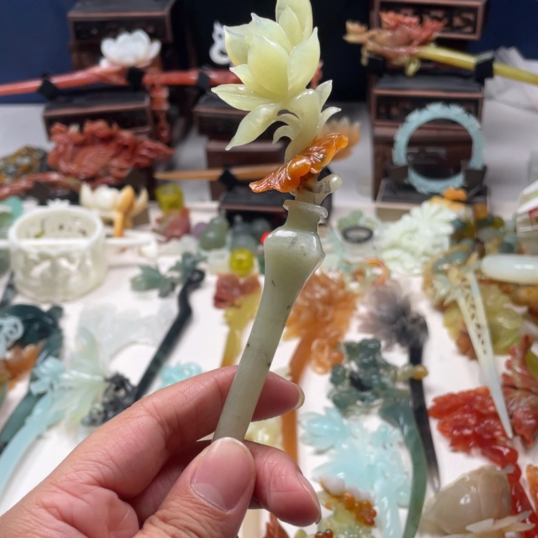 【闪购商品】蛇纹石玉发饰未镶嵌C*t