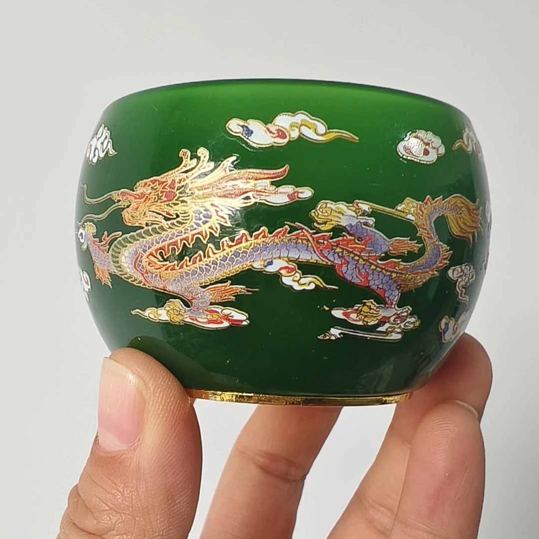 【帝王绿龙凤呈祥】喝茶喝水品茗杯琉璃杯主人杯龙凤杯