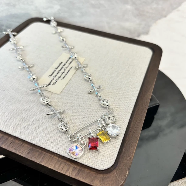 铜合金项链 十字别针项链XL2474