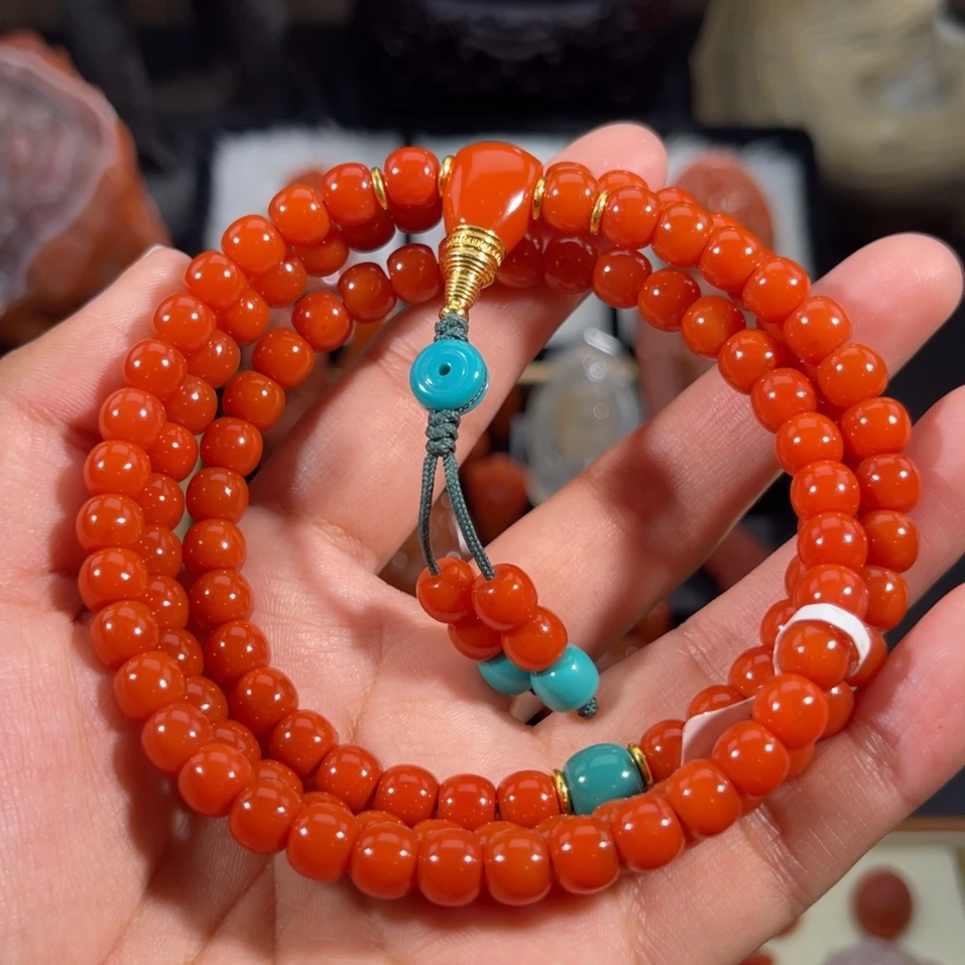 南红玛瑙未镶嵌老形念珠串7.1左右