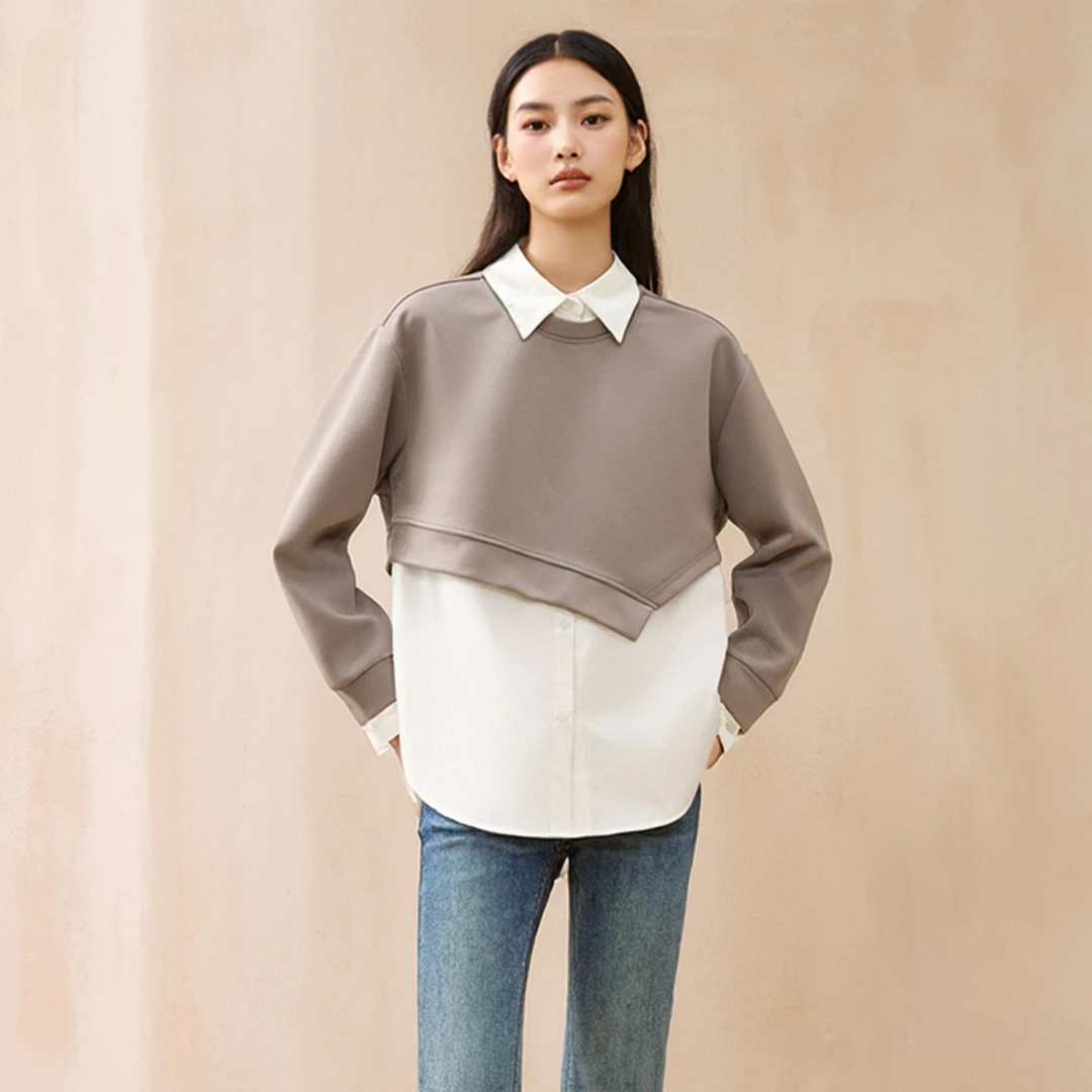 【SE】假两件气质宽松休闲百搭卫衣2025秋季新款