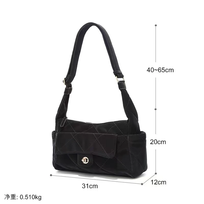 小香风包包女新款斜挎包女包大容量大包休闲布包松弛感菱格单肩包