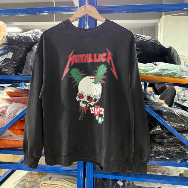【H】-Metallica金属乐队美式复古摇滚骷髅头水洗卫衣00947-G2-6