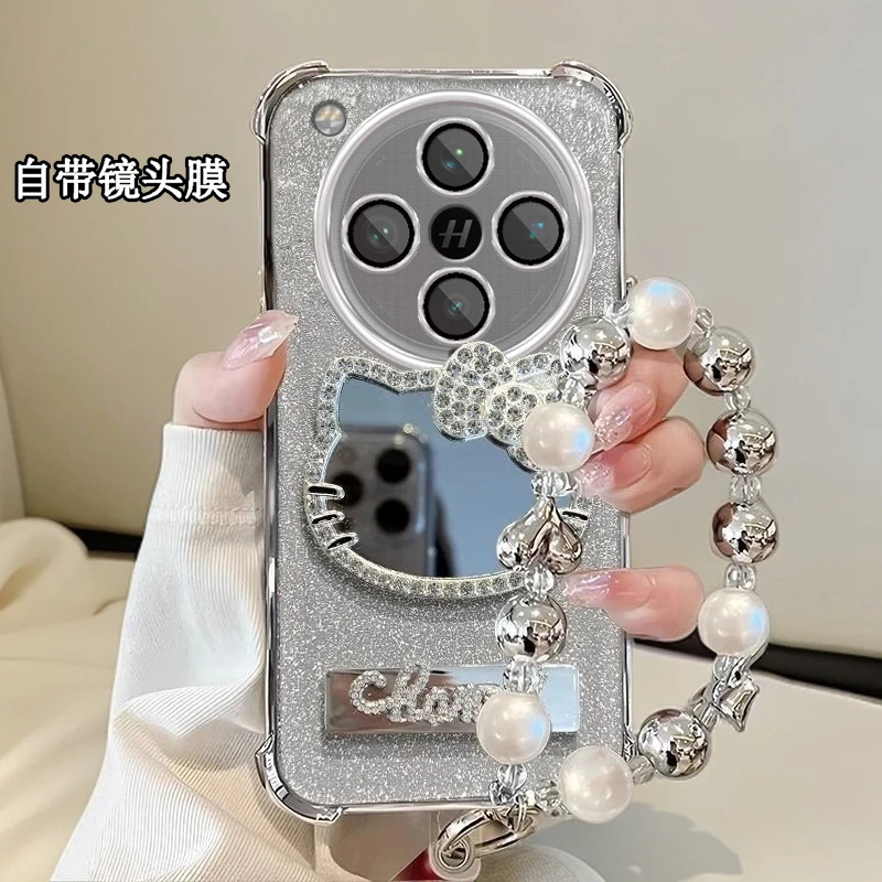 水钻KT猫补妆镜子OPPOFindX8Ultra手机壳5G四角防摔PKJ110全包fin