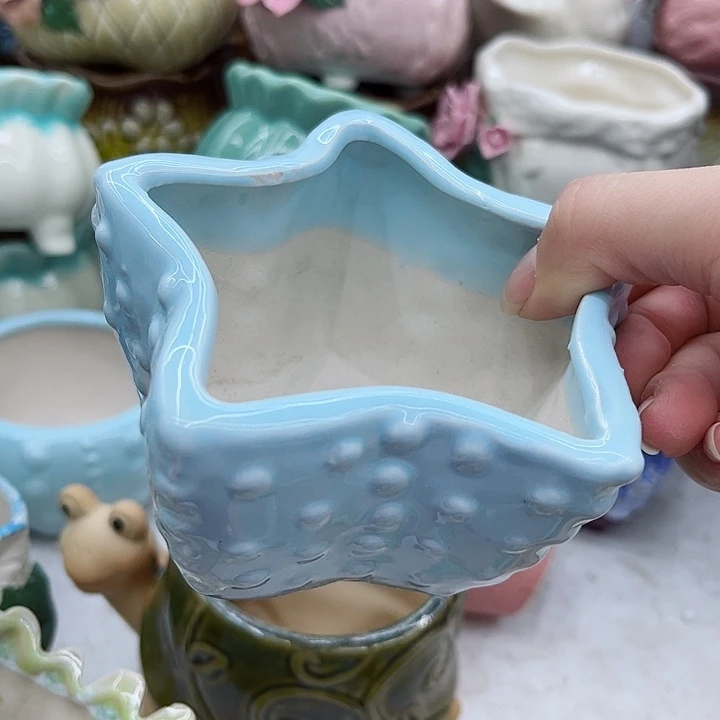 多肉绿植陶瓷花盆9.9包邮，有孔