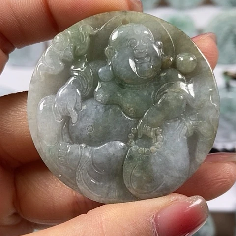 翡翠颈饰未镶嵌逍遥佛福利