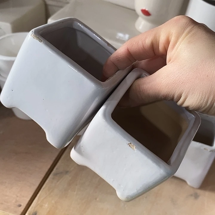 陶盆有孔 瑕疵针孔漏釉介意勿拍外高 7外口7