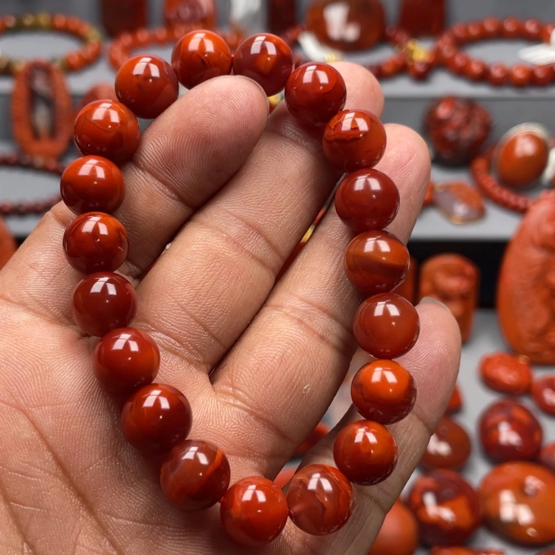 南红玛瑙未镶嵌珠宝奇石单圈10