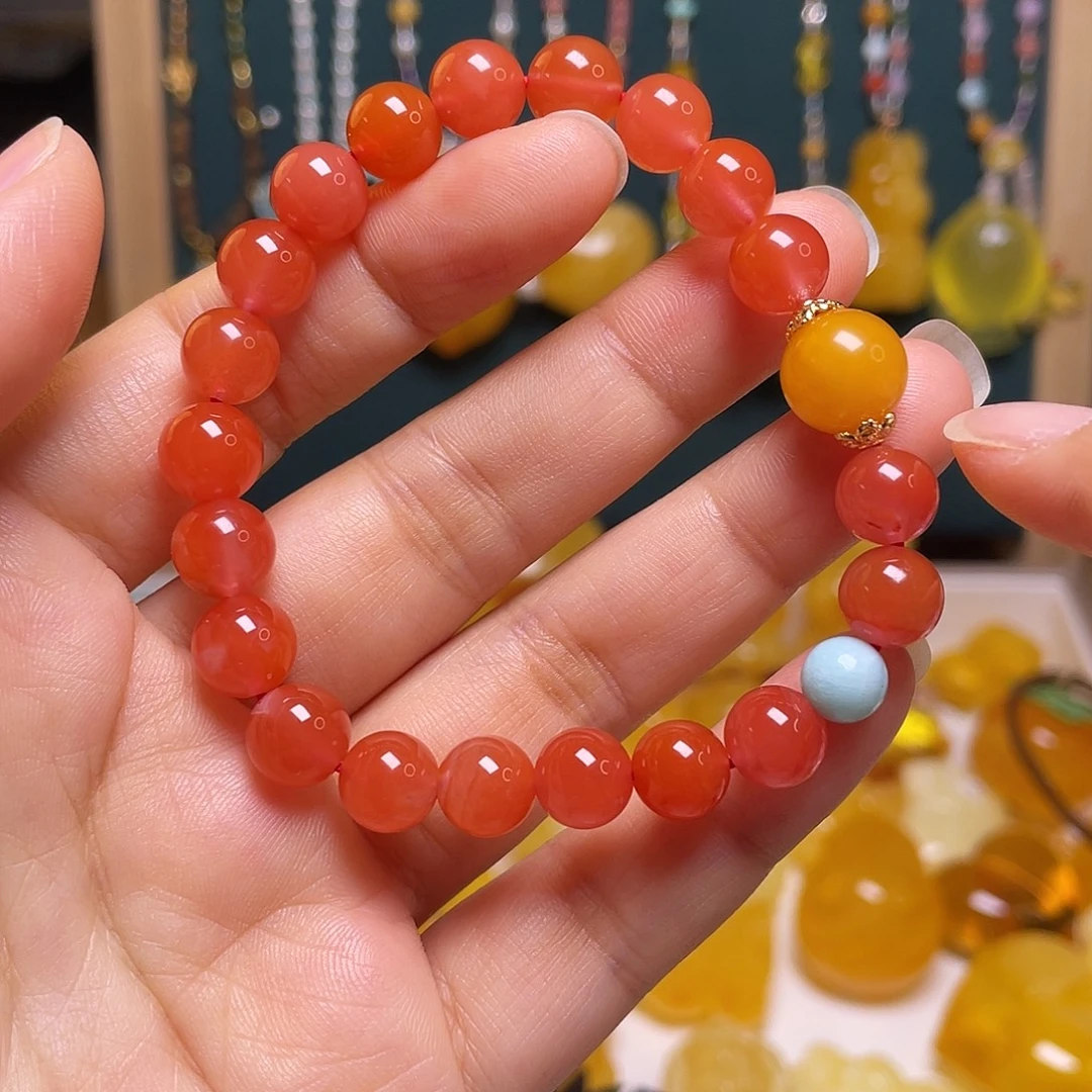 琥珀未镶嵌裸石手串