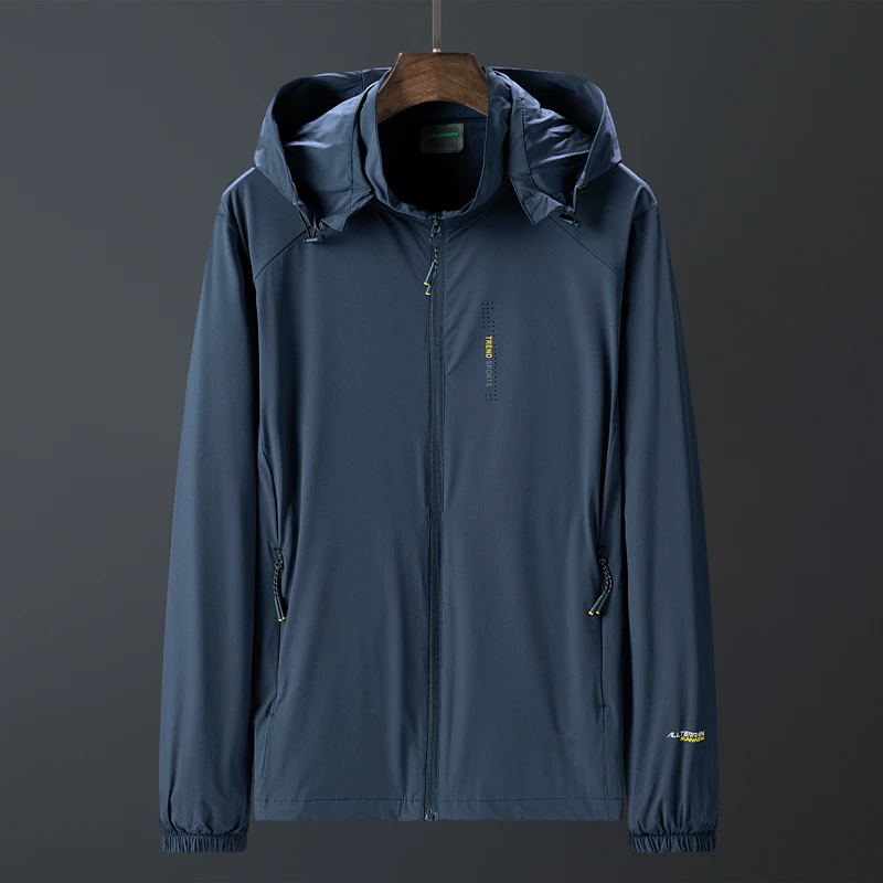 冰丝防晒衣男款夏季超薄透气弹力速干户外运动钓鱼大码带帽防嗮服