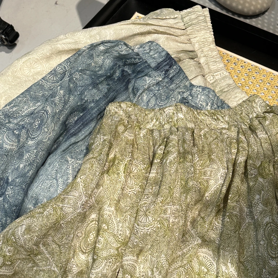 苎麻印花小众设计款A字裙休闲风半身裙