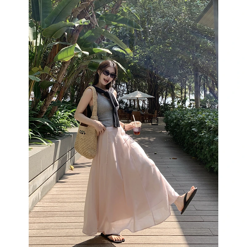 EKOOL衣库100%天丝a字半身裙女春秋高腰垂感修身显瘦长裙C5021423