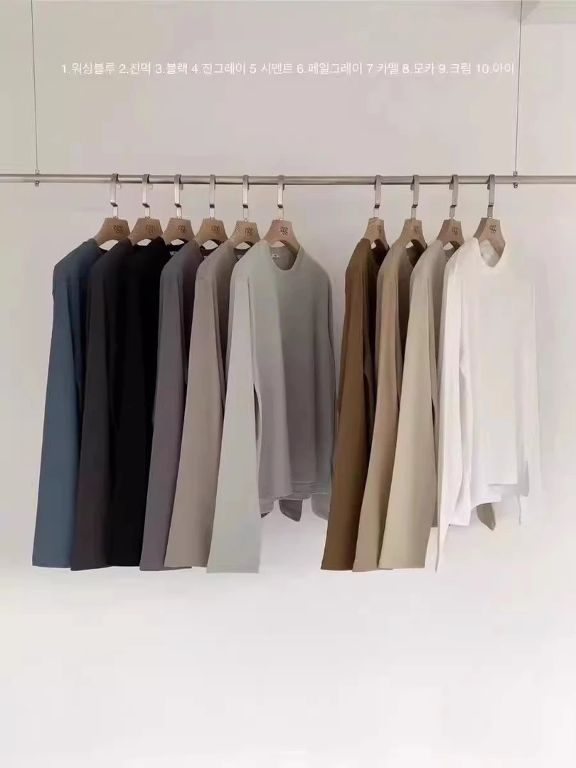 【小婷】egg 东大门 侧开叉圆领打底长袖T恤