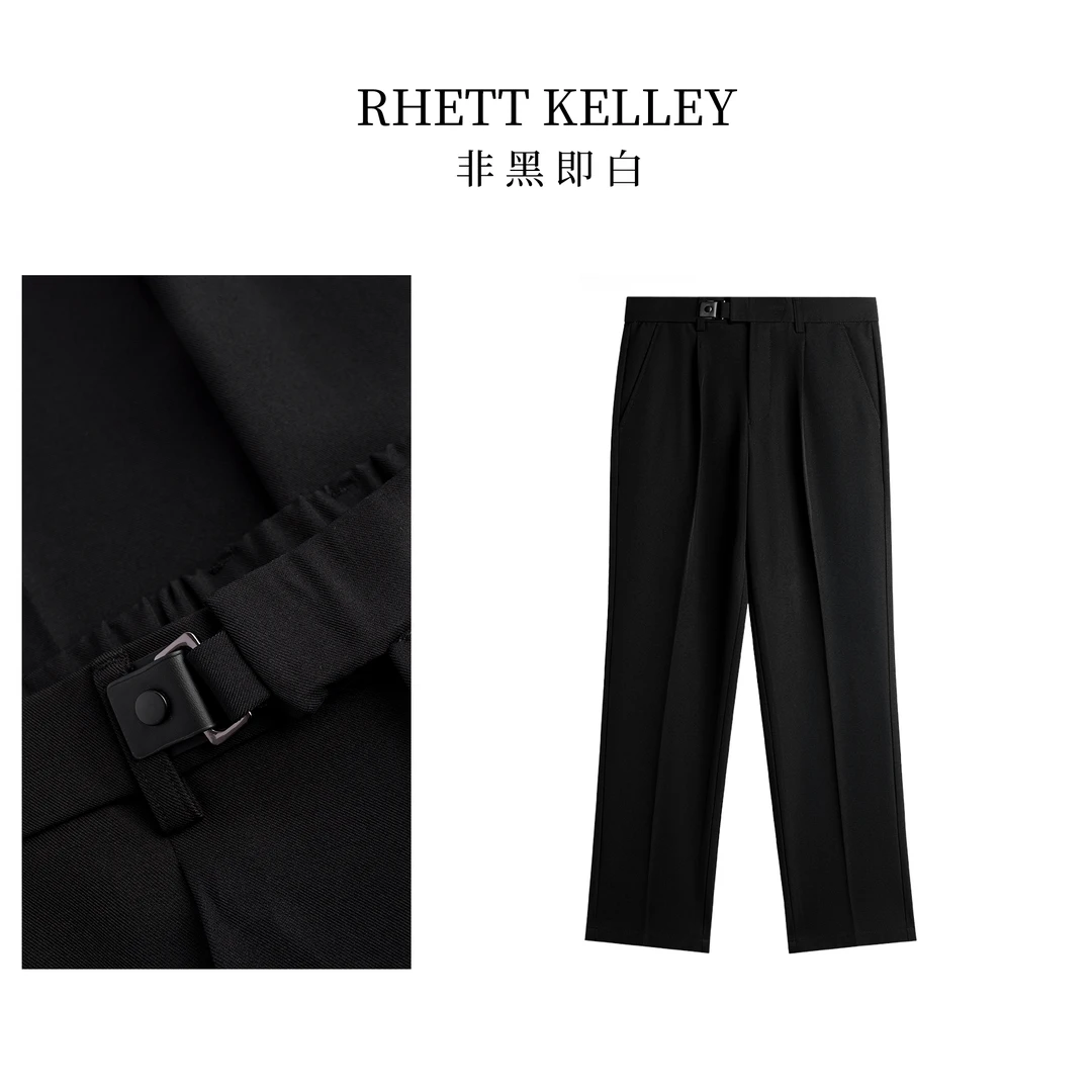 『高端定制 抗皱免熨烫』新款简约松紧垂感商务休闲百搭直筒西裤男