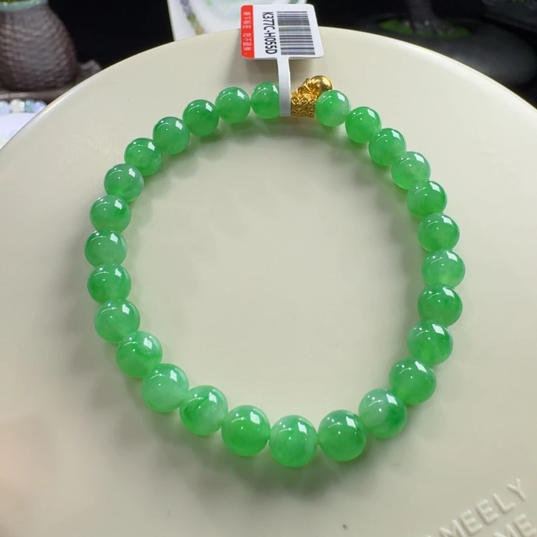 翡翠未镶嵌手链冰木纳甜阳绿单圈6.2mm