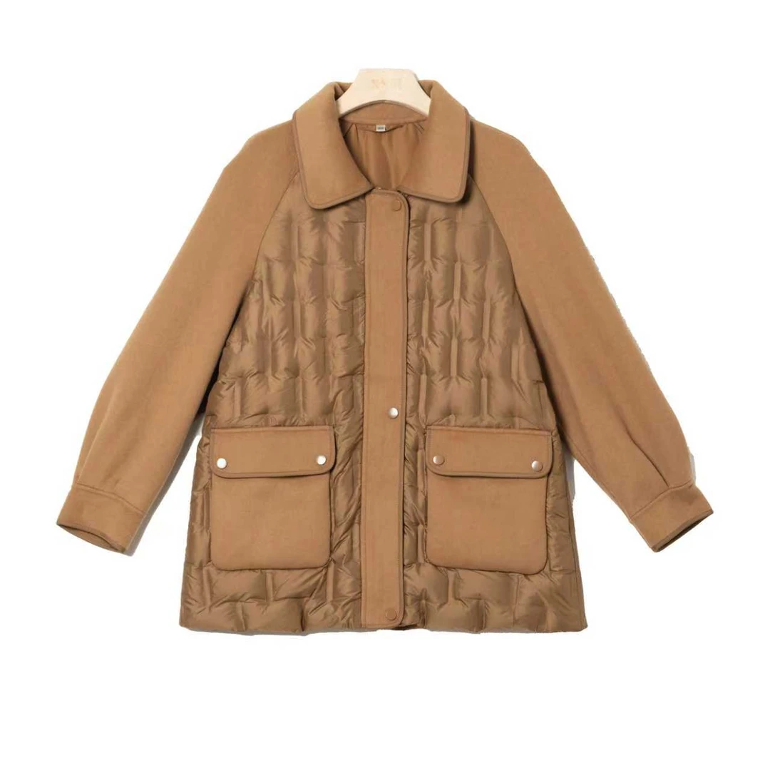 秋冬新款双面呢羽绒服双拼长袖遮肉显瘦M251