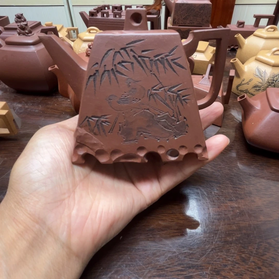 茶壶紫砂直****立紫泥孤品230c c