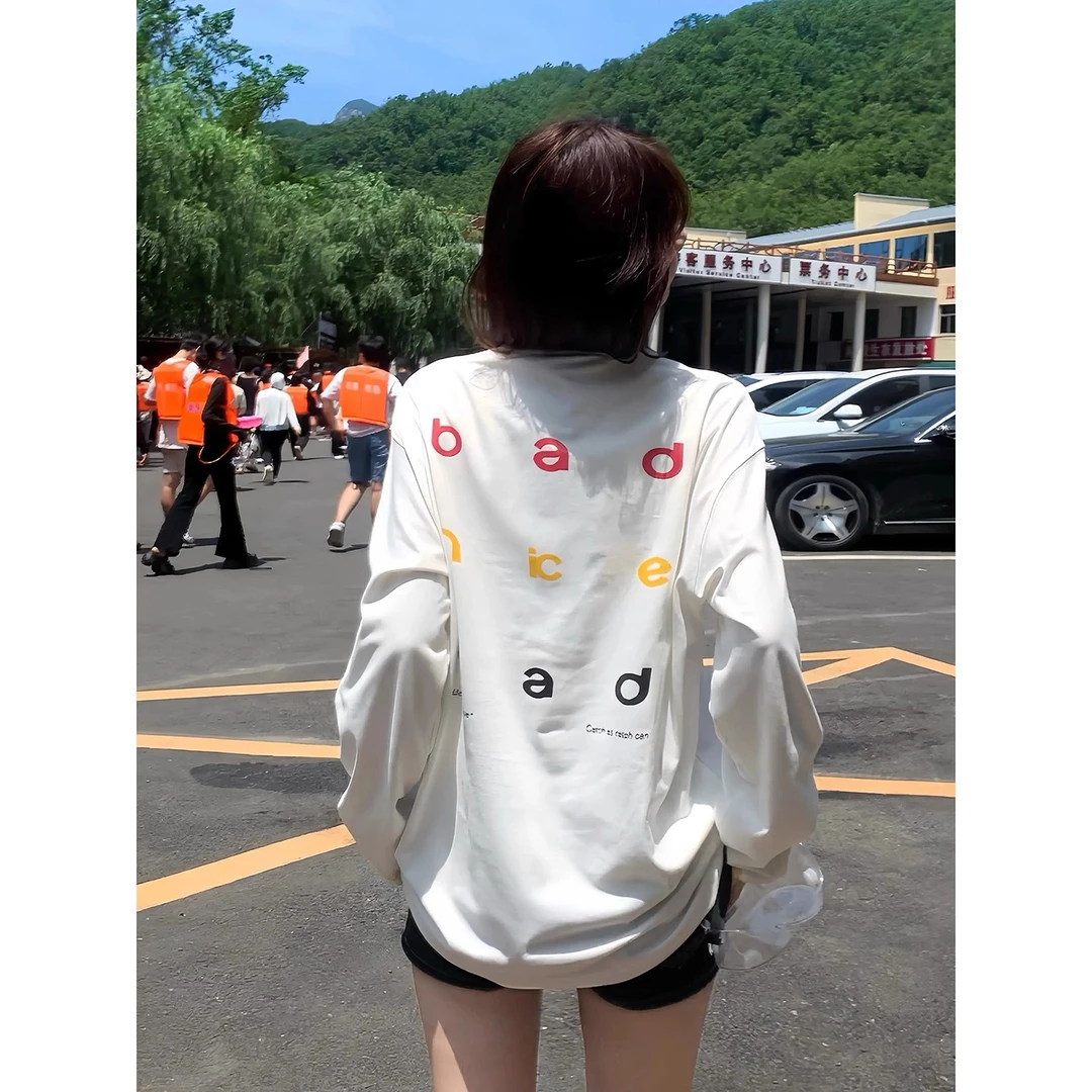 美式街头长袖t恤男秋季穿搭速干冰丝防晒罩衫内搭打底休闲骑行服