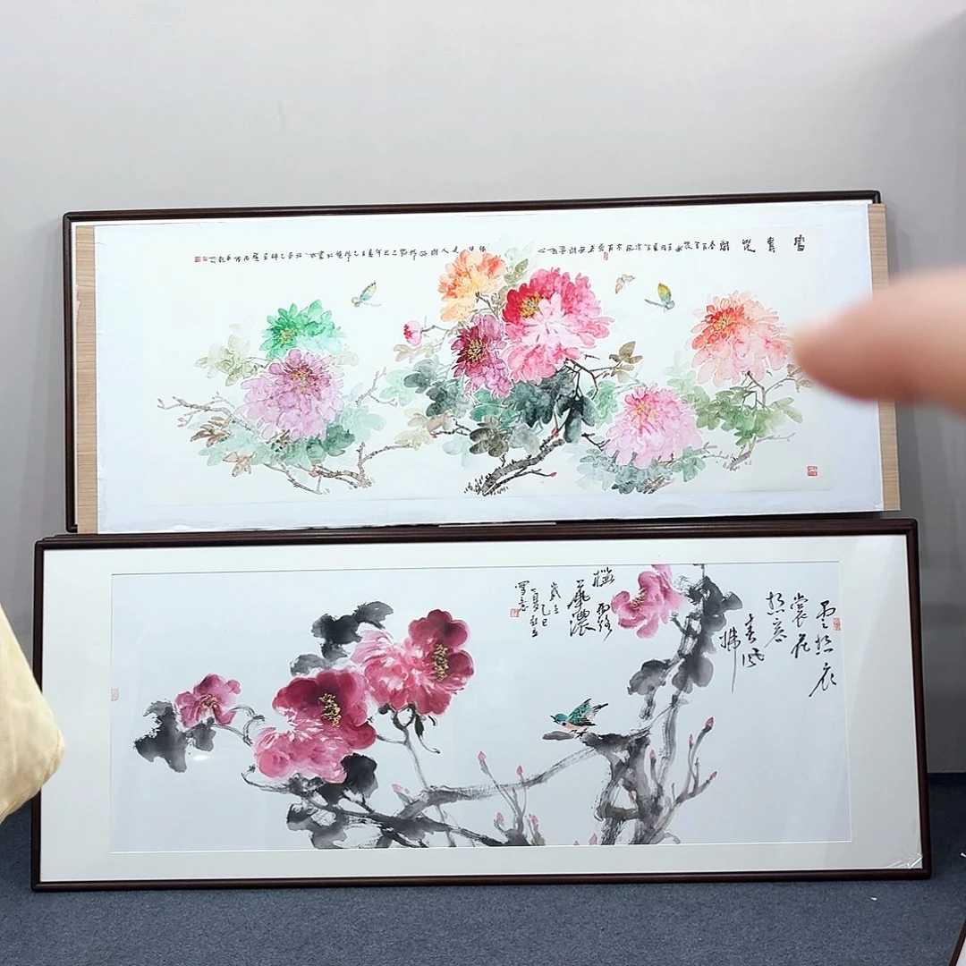 万***新国画手绘作品花开富贵210×80尺寸