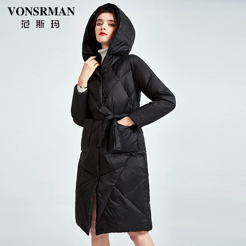 连帽轻薄羽绒服女2025冬季新款小个子加厚保暖中长款外套