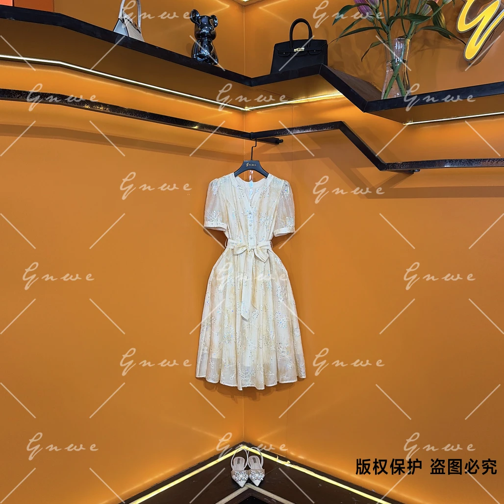 【私人订制】新款轻奢洋气优雅印花修身显瘦连衣裙G6307