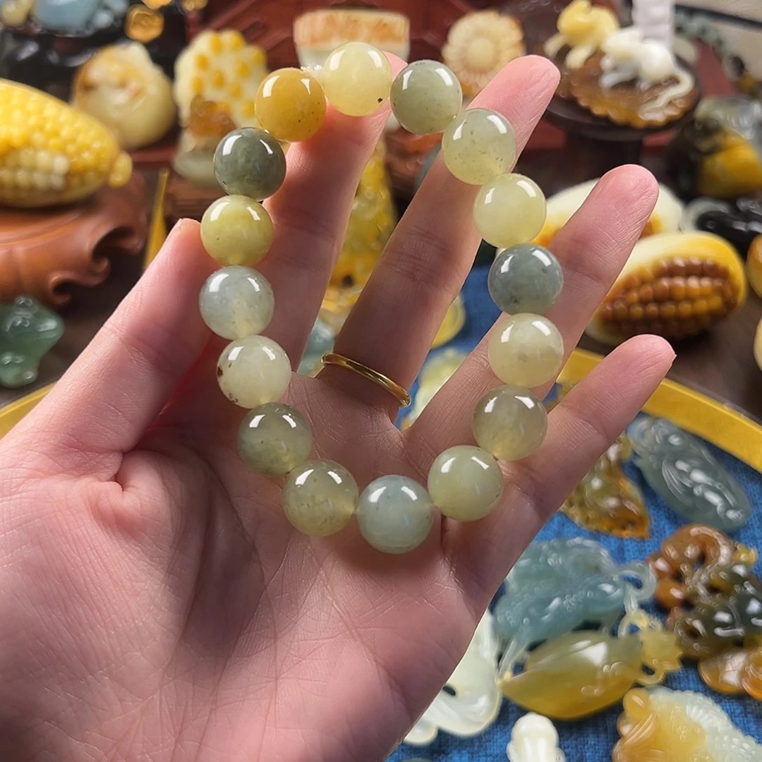 蛇纹石玉合金颈饰