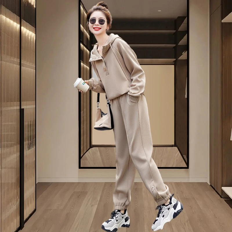 高档运动套装女2025秋冬新款ins洋气宽松卫衣冬季胖mm春秋两件套