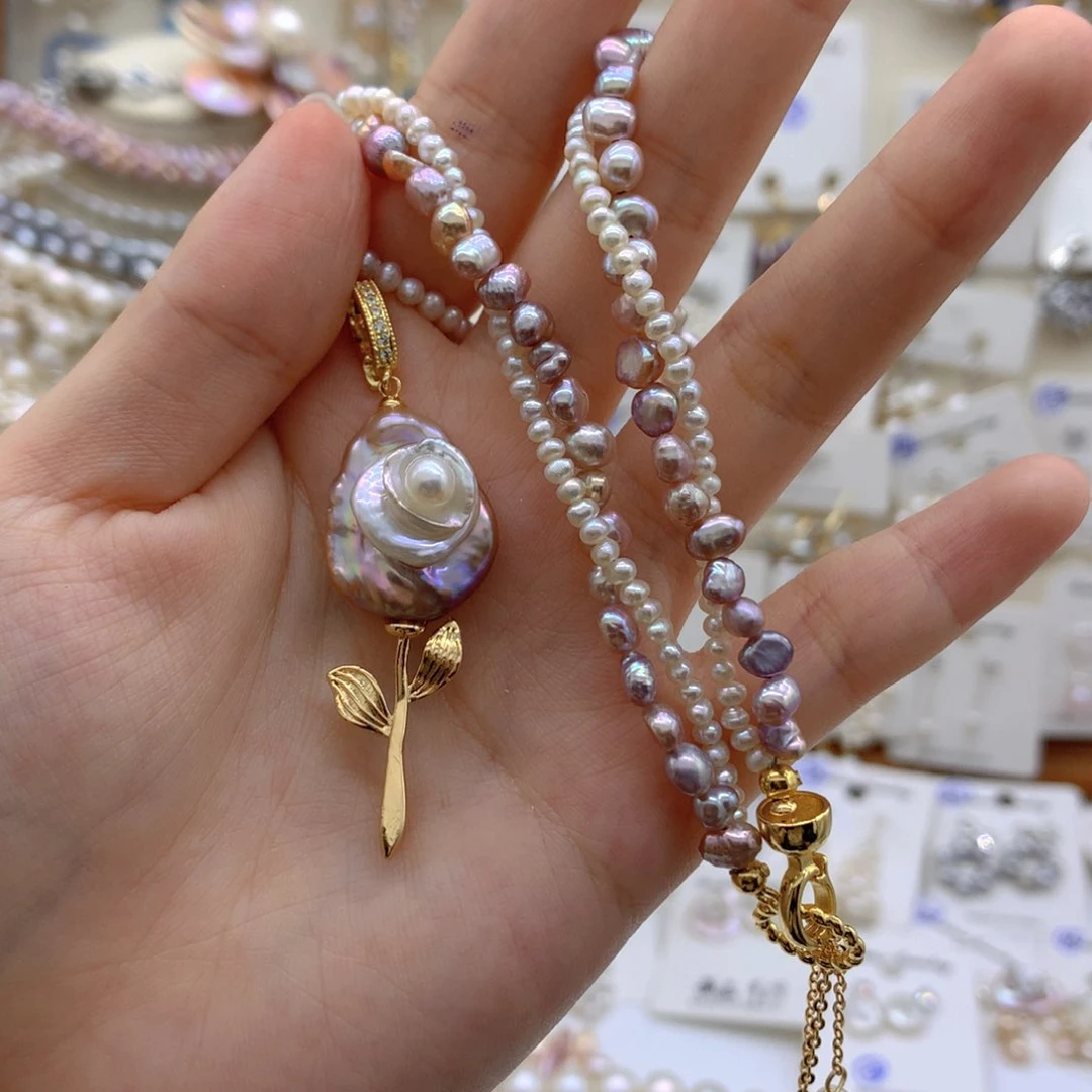 个****银S925镶嵌淡水珍珠项链耳饰