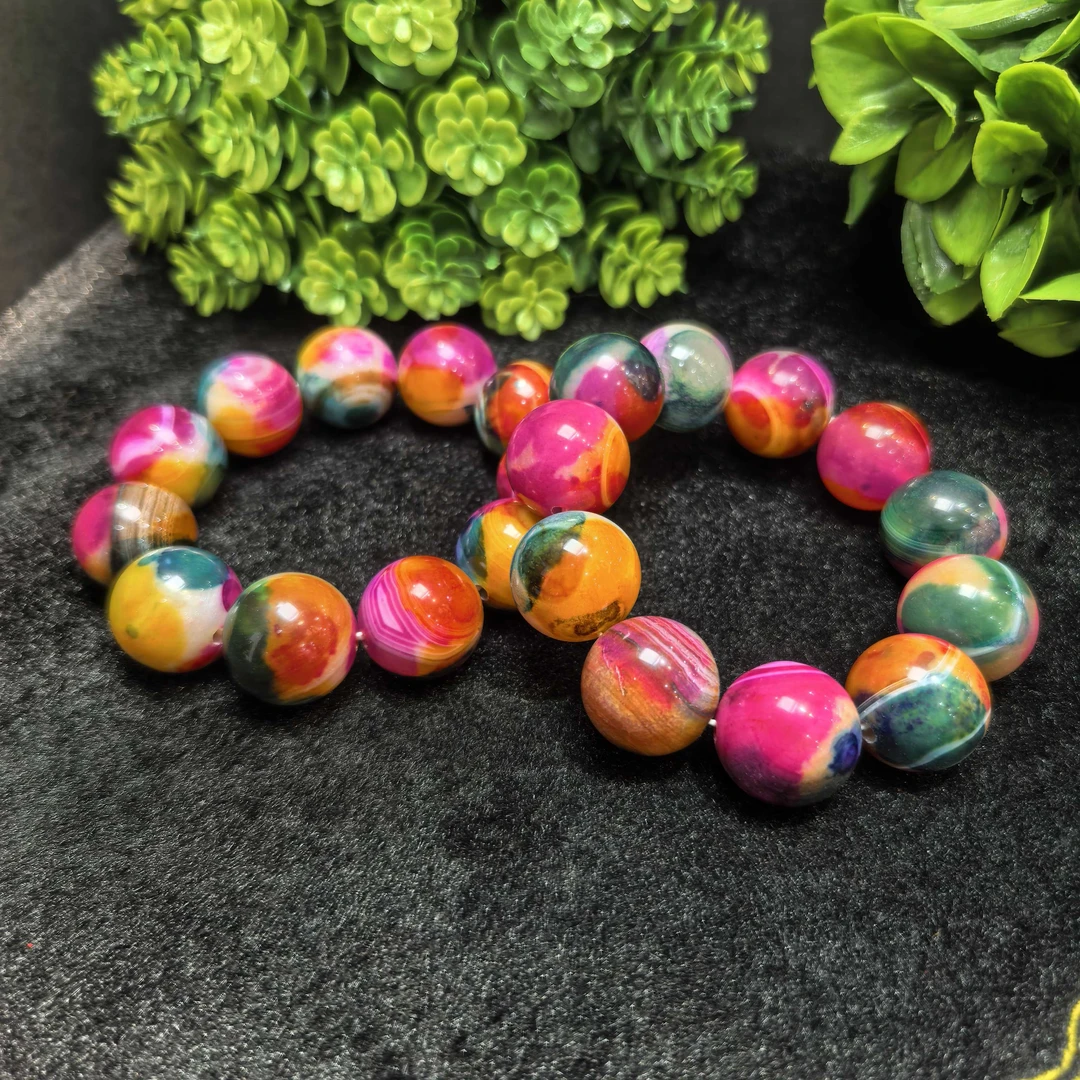 S6629龙纹七彩玛瑙手串-多样性发货只发一件