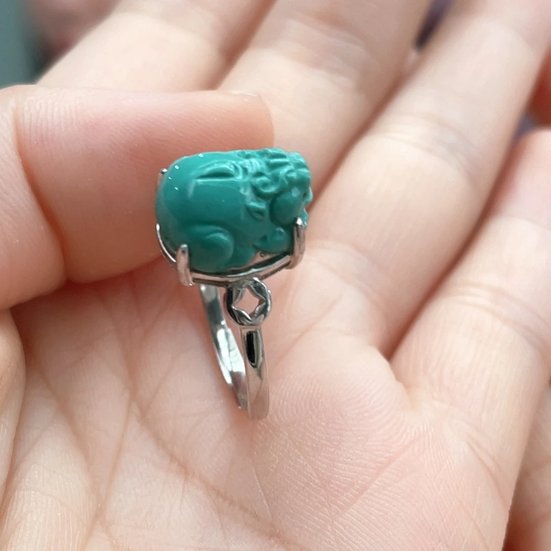 绿松石银S925镶嵌戒指