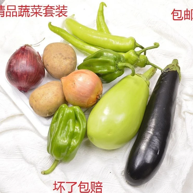 包邮精品新鲜现摘东北绿茄子紫茄子土豆洋葱螺丝椒麻辣椒蔬菜套装