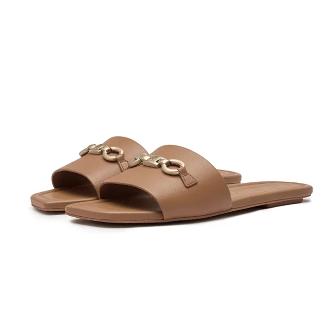 【宁波阪急】SIGNATURE SLIDESW 摩卡棕牛皮凉鞋/米色牛皮凉鞋