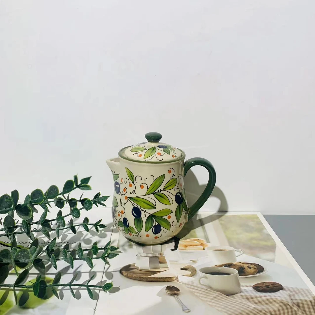 手绘绿橄榄-奶壶油壶醋壶